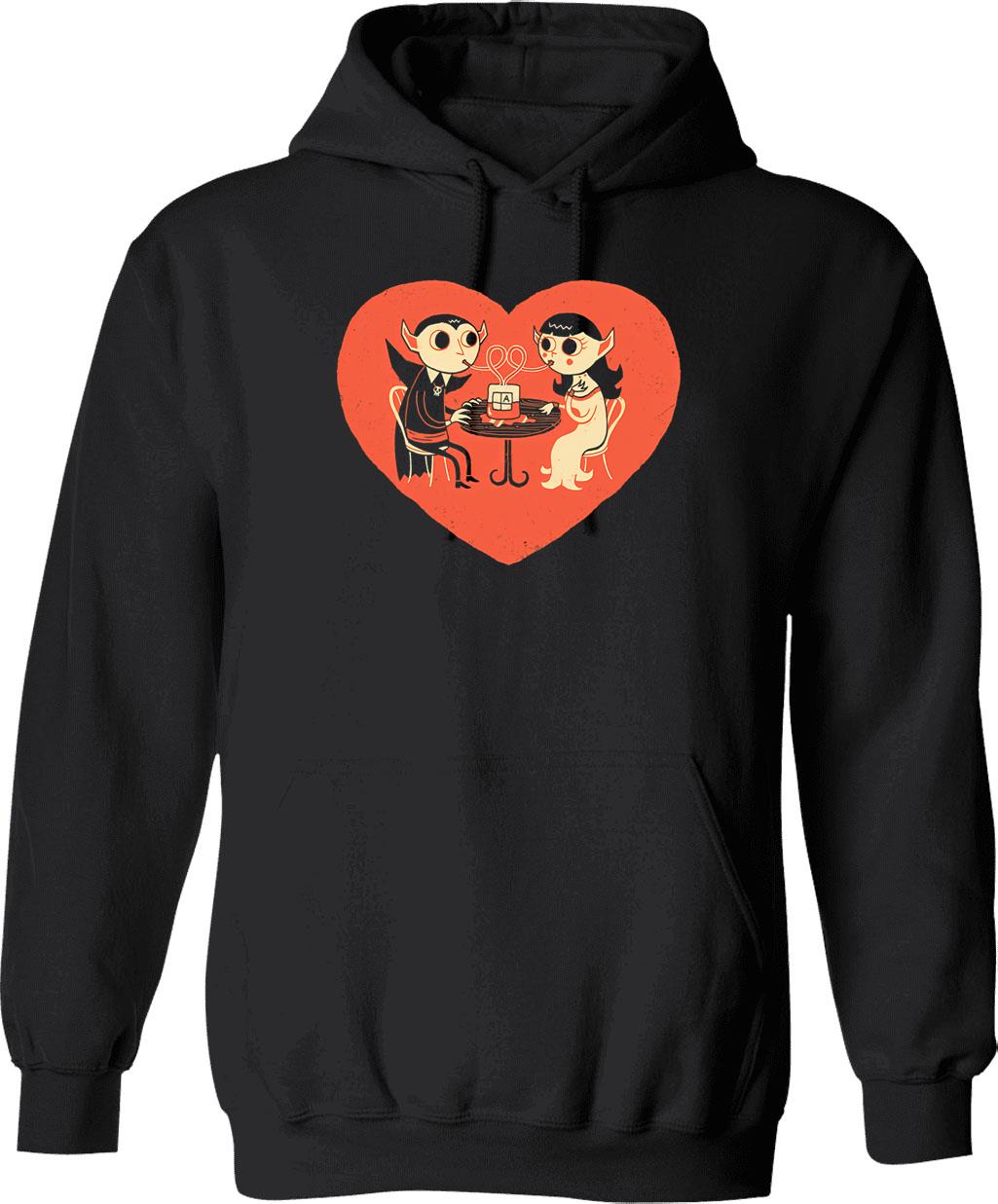 Blood Date Hoodie - Retro Graphic Pullover Hoodie for Men & Women - Black