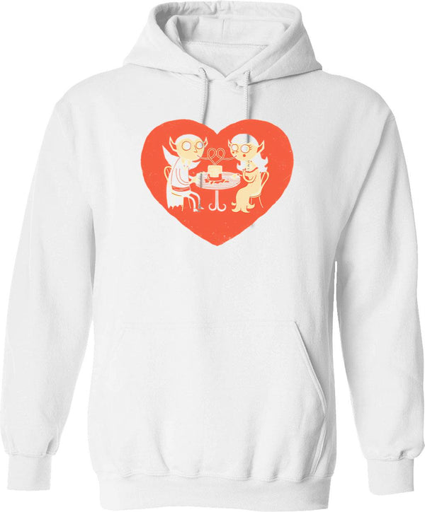 Blood Date Hoodie - Retro Graphic Pullover Hoodie for Men & Women - White