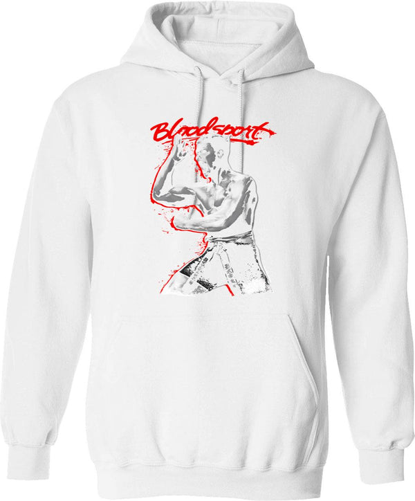 Bloodsport Action Premium Hoodie - Retro Graphic Pullover Hoodie for Men & Women - White