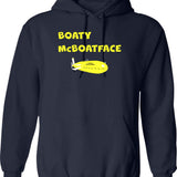 Boaty Mcboatface Hoodie - Retro Graphic Pullover Hoodie for Men & Women - Navy