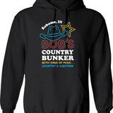 Bob's Country Bunker Hoodie - Retro Graphic Pullover Hoodie for Men & Women - Black