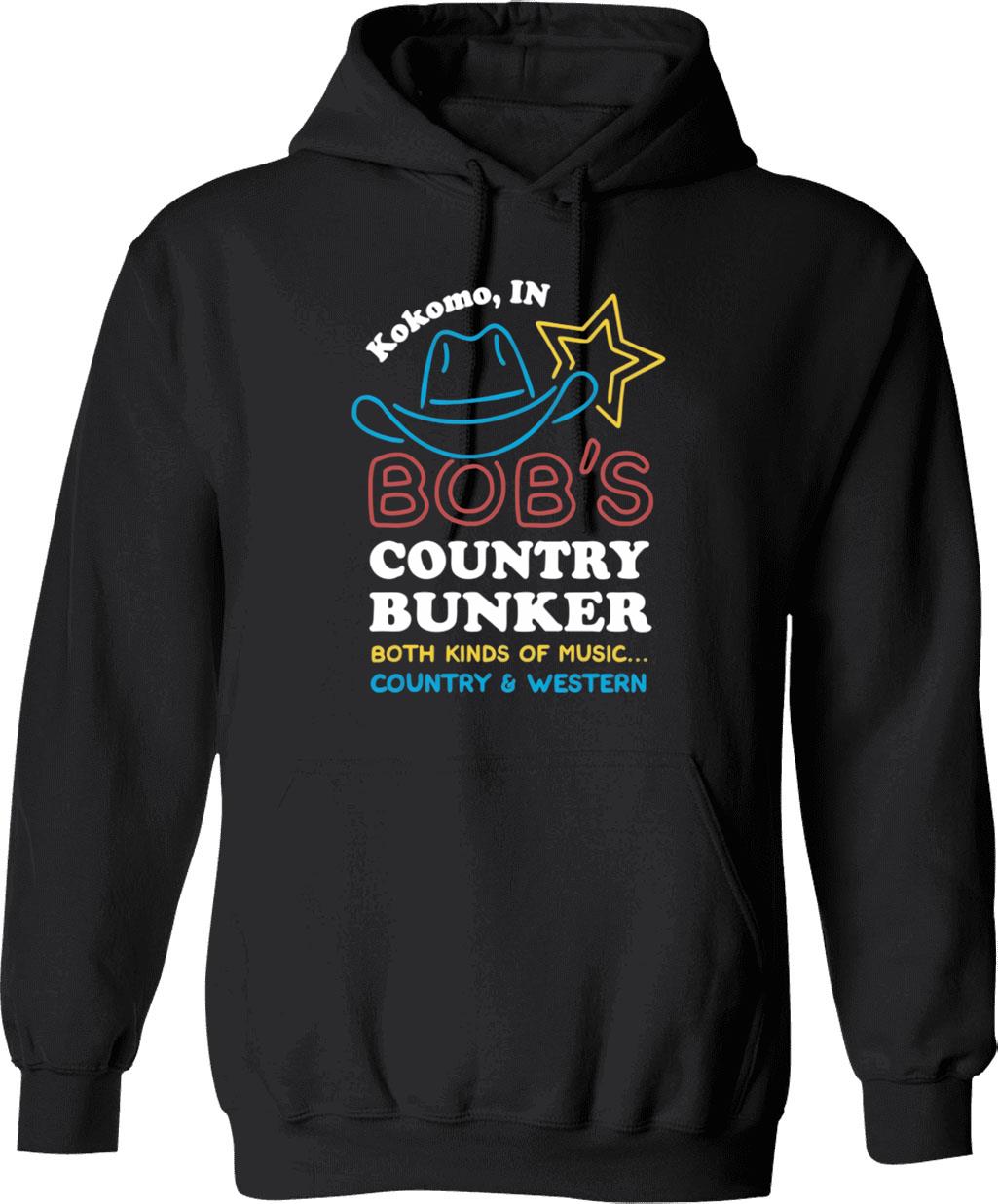 Bob's Country Bunker Hoodie - Retro Graphic Pullover Hoodie for Men & Women - Black