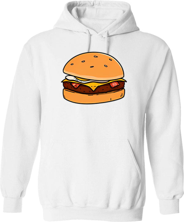 Bob's Practice Burger Hoodie - Retro Graphic Pullover Hoodie for Men & Women - White