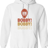 Bobby Bobby Bobby Hoodie - Retro Graphic Pullover Hoodie for Men & Women - White