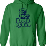 Bobr Kurwa (1) Hoodie - Retro Graphic Pullover Hoodie for Men & Women - Green