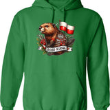 Bobr Kurwa Hoodie - Retro Graphic Pullover Hoodie for Men & Women - Green