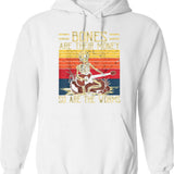 Bones Are Their Money Skeleton Playing Guitar Retro Vintage (4) Hoodie - White