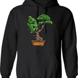 Bonsai Thinking Hoodie - Retro Graphic Pullover Hoodie for Men & Women - Black