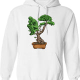 Bonsai Thinking Hoodie - Retro Graphic Pullover Hoodie for Men & Women - White