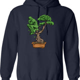Bonsai Thinking Hoodie - Retro Graphic Pullover Hoodie for Men & Women - Navy