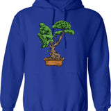 Bonsai Thinking Hoodie - Retro Graphic Pullover Hoodie for Men & Women - Blue