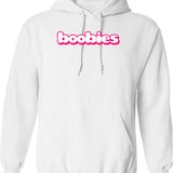Boobies Hoodie - Retro Graphic Pullover Hoodie for Men & Women - White