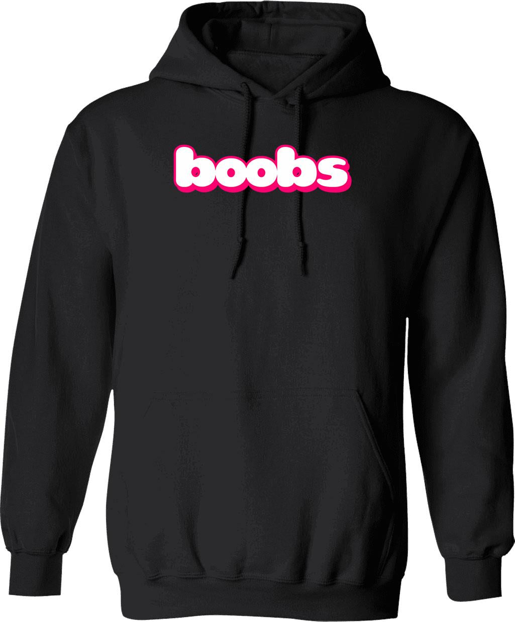 Boobs Hoodie - Retro Graphic Pullover Hoodie for Men & Women - Black