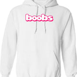 Boobs Hoodie - Retro Graphic Pullover Hoodie for Men & Women - White