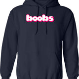 Boobs Hoodie - Retro Graphic Pullover Hoodie for Men & Women - Navy