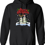 Border Collie Christmas Lights Funny Dog Matching Family Hoodie - Black
