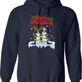 Border Collie Christmas Lights Funny Dog Matching Family Hoodie - Navy