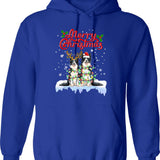 Border Collie Christmas Lights Funny Dog Matching Family Hoodie - Blue