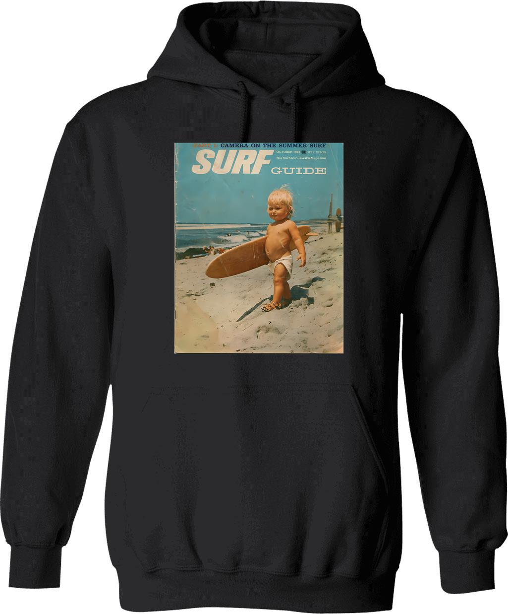 Born2surf Hoodie - Retro Graphic Pullover Hoodie for Men & Women - Black