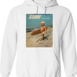 Born2surf Hoodie - Retro Graphic Pullover Hoodie for Men & Women - White