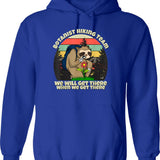 Botanist Hiking Team Botany Sloth Hoodie - Retro Graphic Pullover Hoodie for Men & Women - Blue