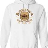 Bourbon Goes In Wisdom Comes Out Bourbon Drinking Lover Gift Hoodie - White