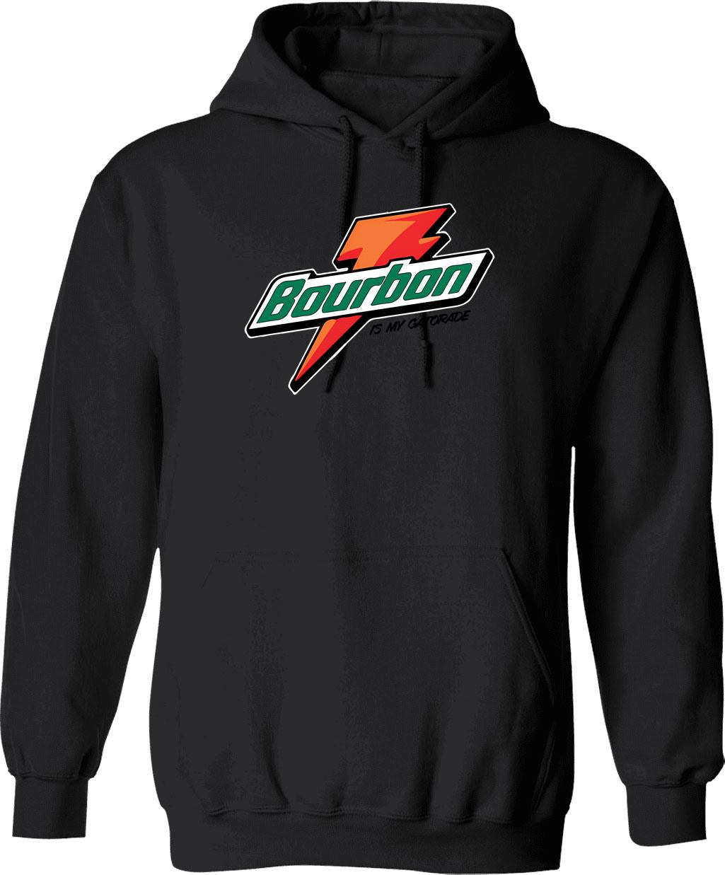 Bourbon Is My Gatorade Hoodie - Retro Graphic Pullover Hoodie for Men & Women - Black