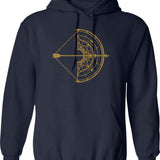 Bow And Arrow Compass Funny Creative Hoodie - Navy