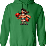 Boxing Legends The Uppercut Hoodie - Retro Graphic Pullover Hoodie for Men & Women - Green