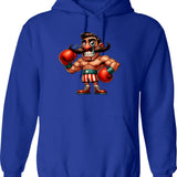 Boxing Legends The Uppercut Hoodie - Retro Graphic Pullover Hoodie for Men & Women - Blue