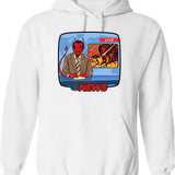 Breaking News Hoodie - Retro Graphic Pullover Hoodie for Men & Women - White