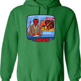 Breaking News Hoodie - Retro Graphic Pullover Hoodie for Men & Women - Green