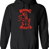 Bring Your Ass Kicking Boots Cool Retro Cowgirl With A Gun- A Great Gift Idea For Women Hoodie - Black