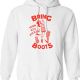 Bring Your Ass Kicking Boots Cool Retro Cowgirl With A Gun- A Great Gift Idea For Women Hoodie - White
