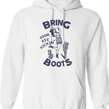 Bring Your Ass Kicking Boots Retro Western Cowgirl Pinup Hoodie - White