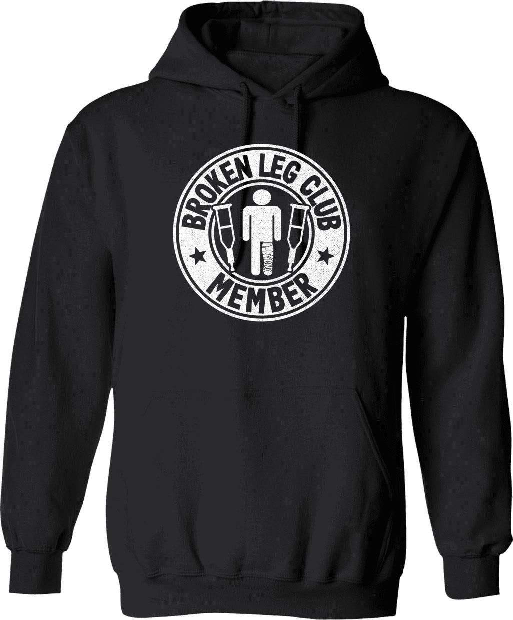 Broken Leg Club Member Logo Vintage Surgery Funny Get Well Soon Hoodie - Black
