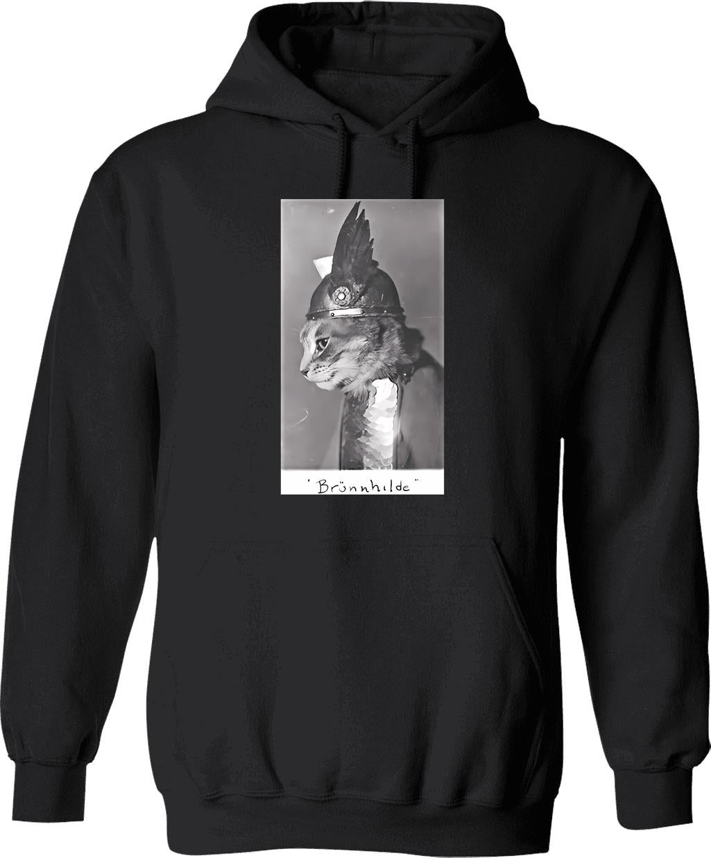 Brunhilde Hoodie - Retro Graphic Pullover Hoodie for Men & Women - Black