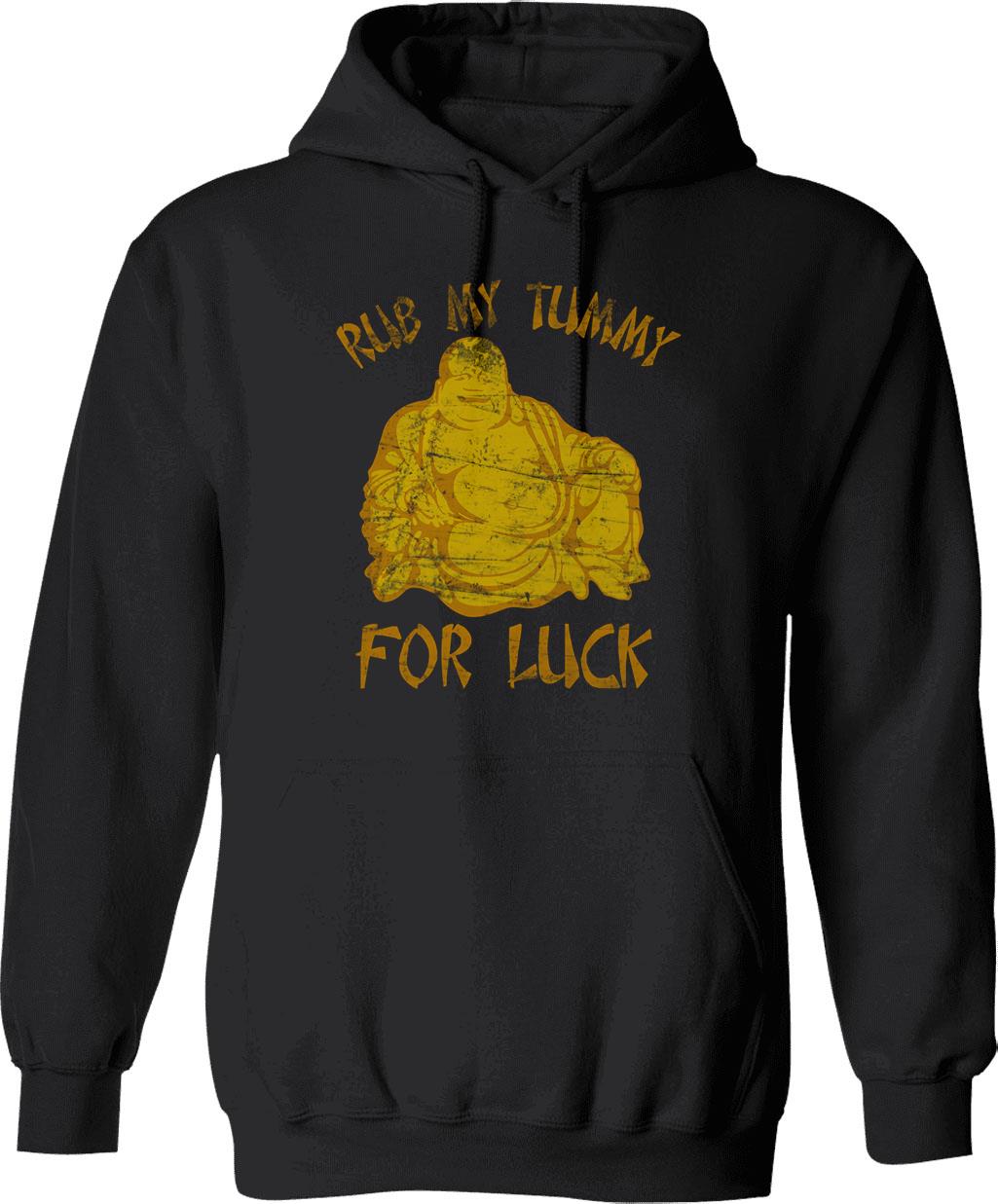 Buddha Rub My Tummy For Luck Hoodie - Black