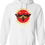 Buffalo Bill's Body Lotionn Hoodie - Retro Graphic Pullover Hoodie for Men & Women - White