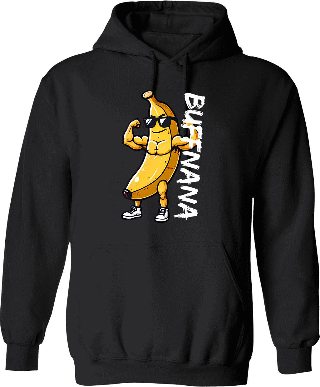 Buffnana Vintage Funny Banana Design Hoodie - Retro Graphic Cosy Pullover - Black