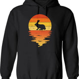 Bunny 70s Sunset Rabbit Retro Hoodie - Black