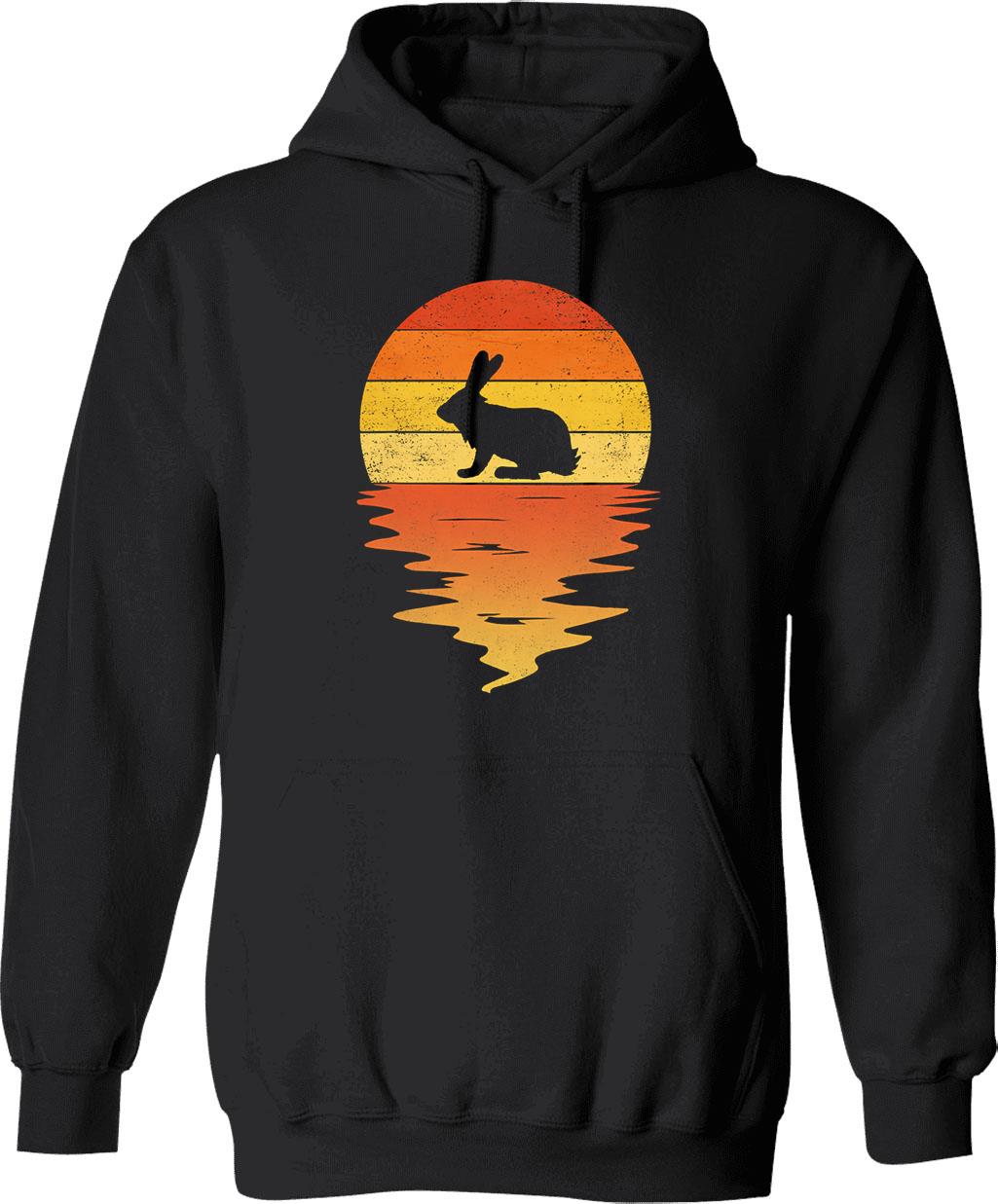 Bunny 70s Sunset Rabbit Retro Hoodie - Black