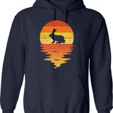 Bunny 70s Sunset Rabbit Retro Hoodie - Navy