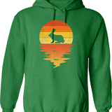 Bunny 70s Sunset Rabbit Retro Hoodie - Green