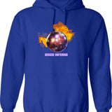 Burn Baby Burn Disco Inferno Hoodie - Retro Graphic Pullover Hoodie for Men & Women - Blue