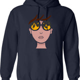 Burn Hoodie - Retro Graphic Pullover Hoodie for Men & Women - Navy
