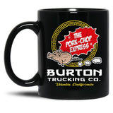 Burton Pork Chop Express Trucking Black Coffee Mug, Gift Coffee Mug