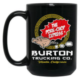 Burton Pork Chop Express Trucking Black Coffee Mug, Gift Coffee Mug - Black
