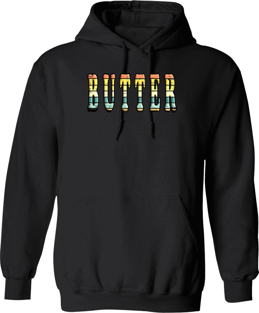 Butter Hoodie - Retro Graphic Pullover Hoodie for Men & Women - Black