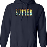 Butter Hoodie - Retro Graphic Pullover Hoodie for Men & Women - Navy